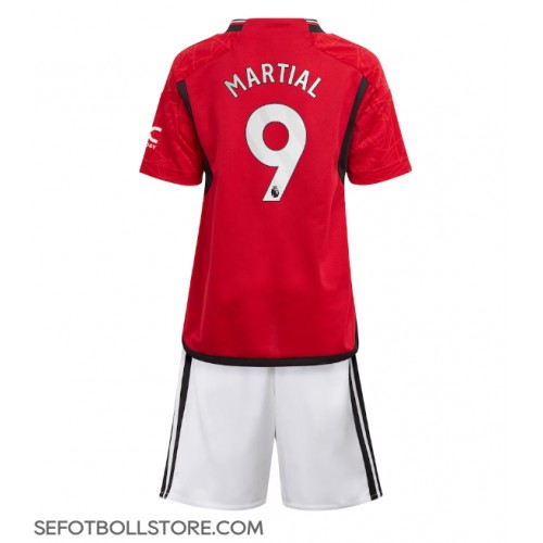 Manchester United Anthony Martial #9 Replika babykläder Hemmaställ Barn 2023-24 Kortärmad (+ korta byxor)